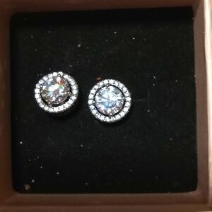 1.0ct Moissanite Diamond Stud Silver Earrings